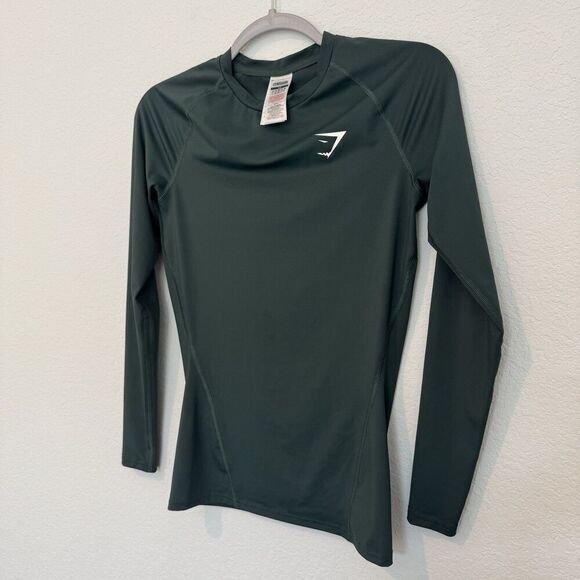 Gymshark Vital Seamless Long Sleeve Top Green Extra Small - Picture 3 of 6